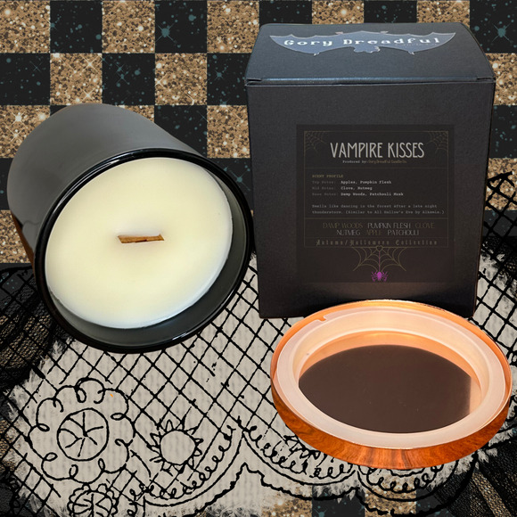 Vampire Kisses Crackling Wooden Wick Candle: Damp Woods Pumpkin Patchouli Scent - Picture 3 of 10